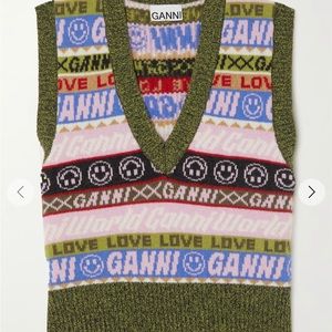GANNI recycled wool-blend sweater vest
